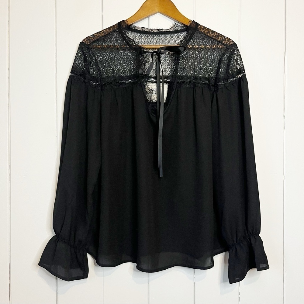 California Moon Rise Black Sheer Blouse. Size Large.